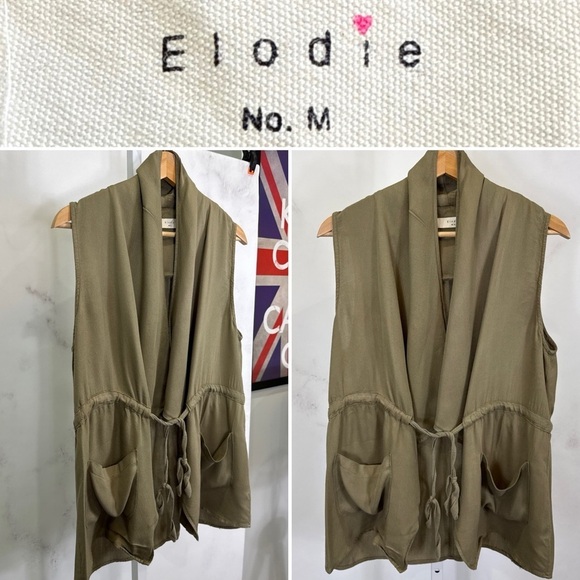 Elodie Jackets & Blazers - Elodie Women’s Green Rayon Vest Sleeveless With Tie Cardigan Size M